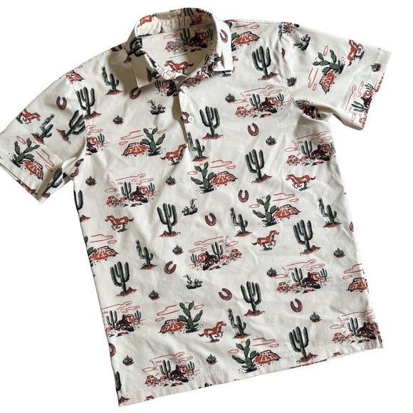 PUMA WHITE “WILD WEST” PRINT SHORT SLEEVE GOLF POLO SIZE SMALL - Picture 4 of 8